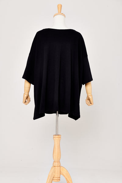 Back Drape Cut Tops [WH/BK]