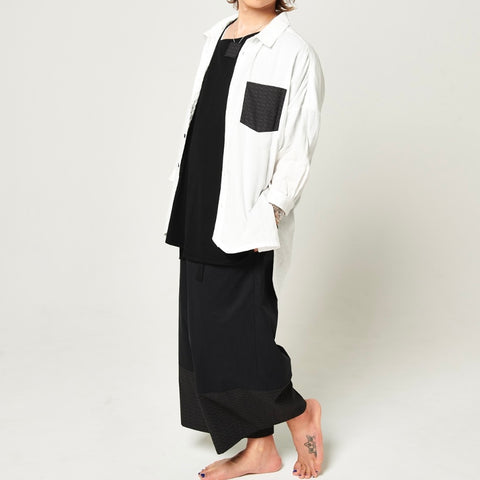 Layered Coller Blouse [WH/BK]